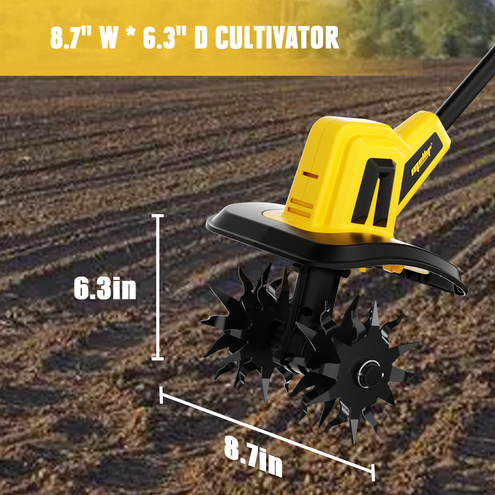 Mellif Cordless Tiller Cultivator for Dewalt 20V MAX Battery Battery Not Included